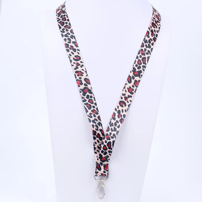 Creative Custom Color Pattern Washable Thicken Quick-dry Leopard Neck Keyring Student ID Card School Pass Lanyard Giveaway Gift