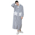 Nightgown Men Autumn/winter Long Thick Coral Fleece Bathrobe Couple Flannel Nightgown Star Zipper Lazy Nightdress Sherpa