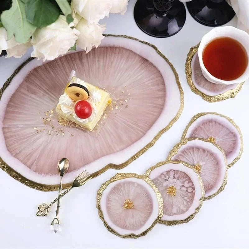 Large Irregular Oval Tray Mirror Coaster DIY Crystal Resin Mold for Fruit Tea Plate Disc Decoration Epoxy Mold OPP Bag Packaging