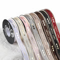 Tondo Gold Foil Grosgrain Ribbon for Gift Polyester Ribbon Double Gold Edge Bronzing Heart Ribbon