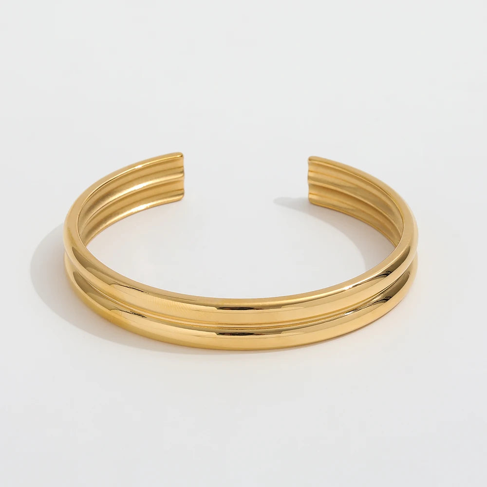 High End Twist Double-layer Cambered Cuff Bracelet Bangle Bracelet Stainless Steel Jewelry
