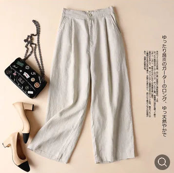 Wholesale 2026 Summer New Style Linen Casual Pants Professional Women's Pants High Waist Drape Loose Wide-leg Women Pants