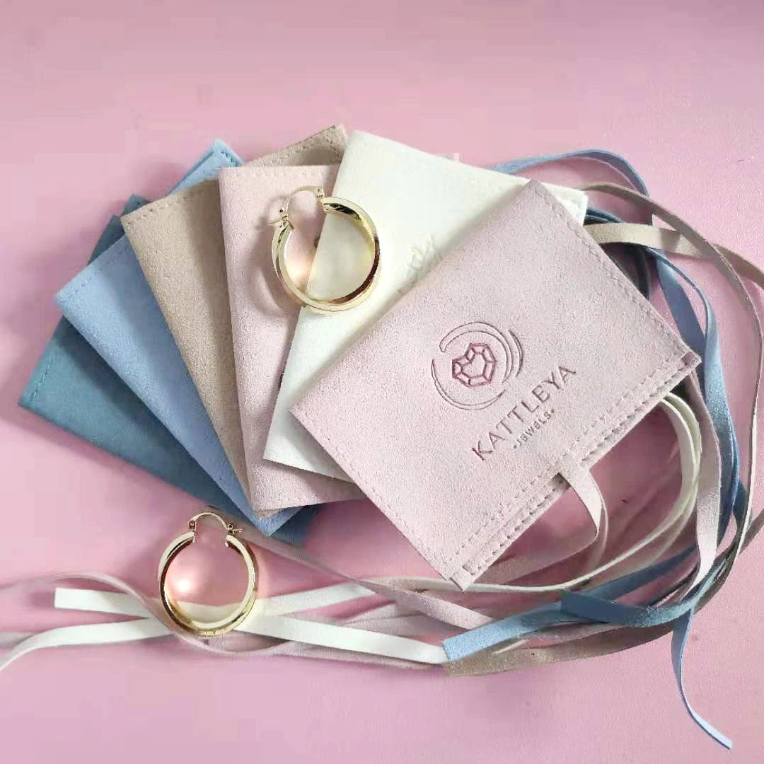 Jewelry Pouch With Logo Customized  Microfiber Gift Packaging Custom Size Velvet Bag 8*6CM