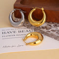 Chris April in Stock 316L Stainless Steel Pvd Gold Plated Excellent Color Retention Moon Shape Hoop Earrings