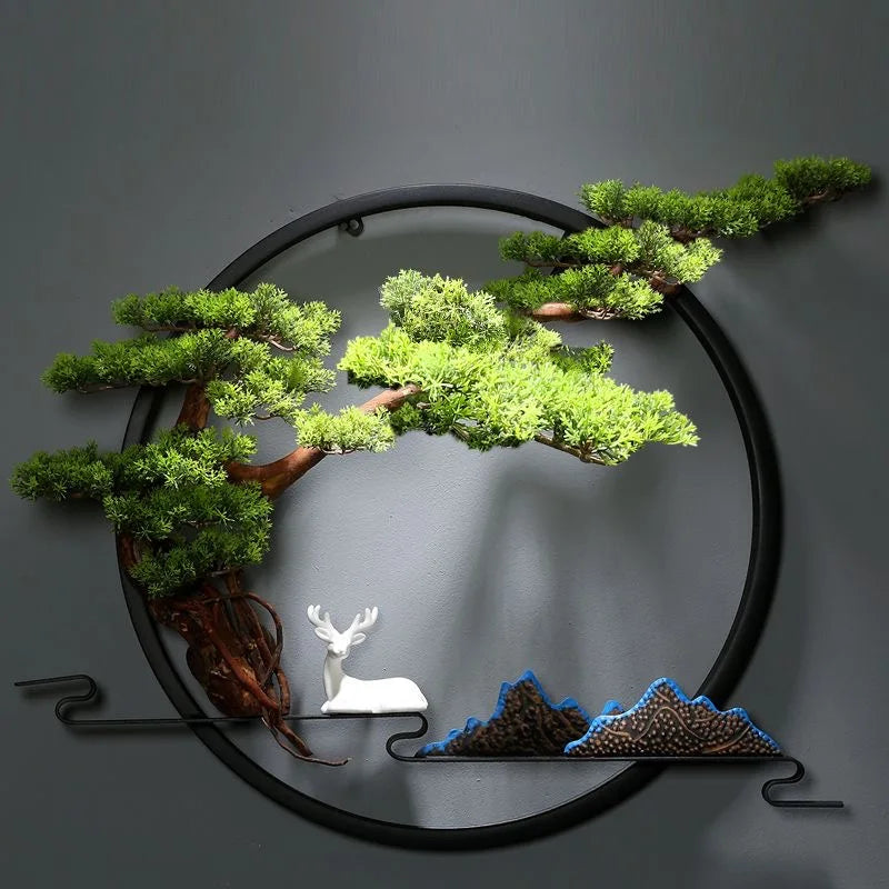 80cm Pine Tree Bird Hangings Sofa Background Wall Decoration Creative Restaurant Porch Painting Wall Decoration Art Pendant