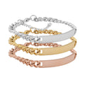 Olivia Customized Name Bar Bracelet Stainless Steel 18k Gold Plated Personalized Engraving Cuban Chain Bar Bracelet
