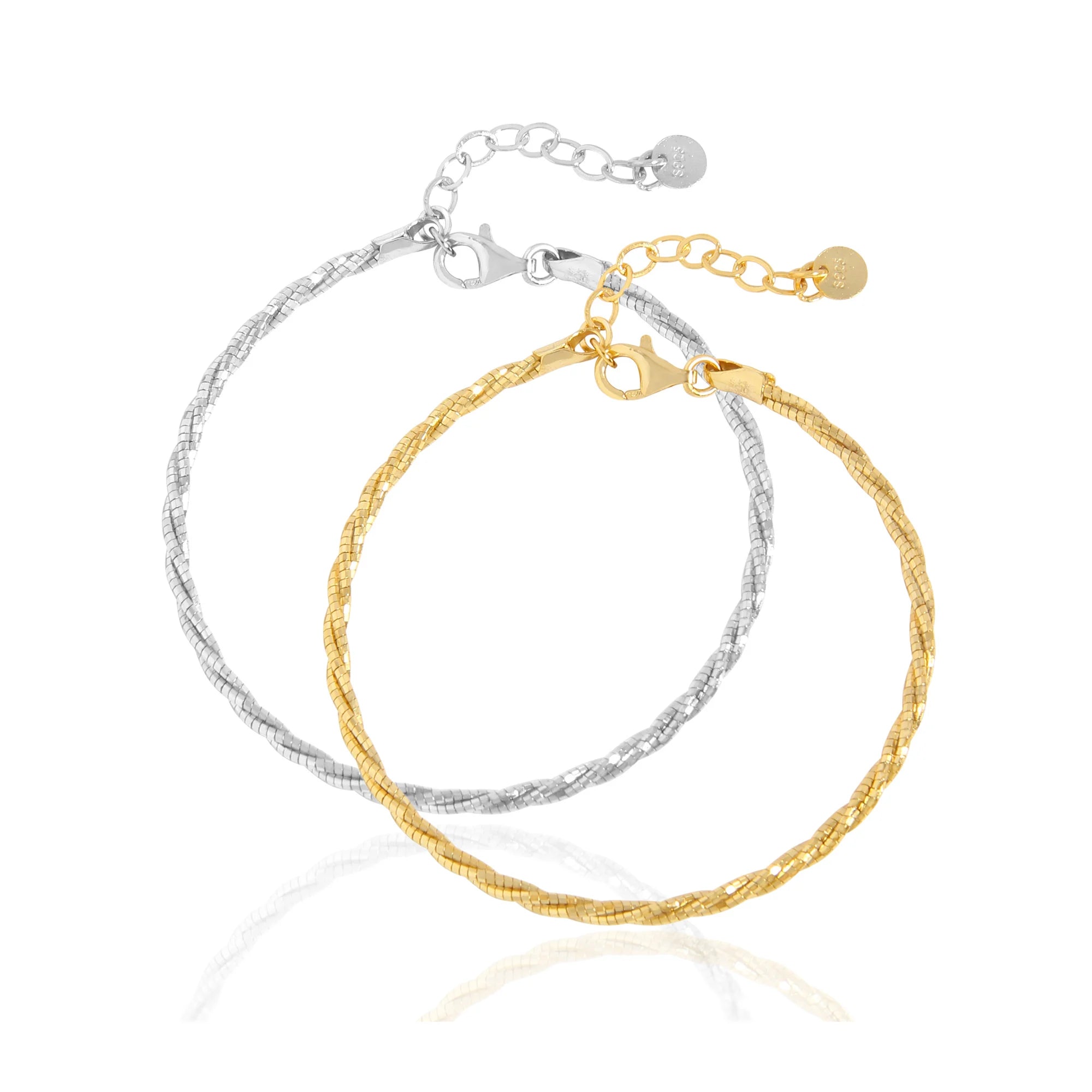 SS0003 Dainty Twist Chain Bracelet Solid 925 Sterling Silver Twisted Rope Chain Bracelet for Women Jewelry Rope Bracelet