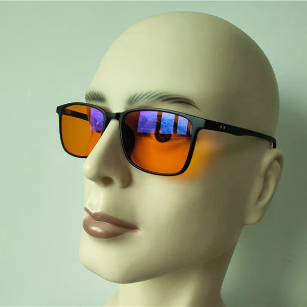 Reduce Headaches Improve Sleep TR90 square Red PC Lens 99.9% 100% Anti Radiation Anti Blue Light Blocking Glasses
