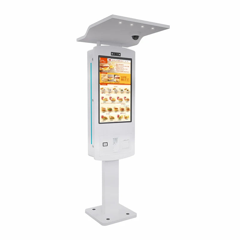 32inch Floor Stand IP65 Rain Proof 80mm Terminal Printer QR Barcode Scanner Restaurant Outdoor Self Service Bill Payment Kiosk