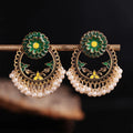 Boho Vintage Geometric Flower Earrings Fashion Personality Exaggeration Drop Enamel Pearl Tassel Earrings (KER815)