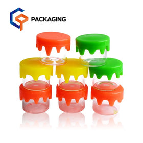 6ml Airtight Smell Proof Jar Silicone Wax Oil Concentrate Glass Container 5ml 10ml Small Silicone Glass Jar With Lid