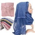 Hot Sale Cheap Pearl Cotton Edge Stitching Lace Scarf Tie Dye Scarf Shawl Wholesale Hijab Scarf Women Hijab