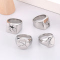 SC New Arrival Cool Stainless Steel Rings Hip Hop Silver Geometric Rings Punk Black Crack Rings for Men