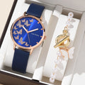 Brand Fashion Women's Temperament Belt Watch Casual Versatile Butterfly Diamond Face Quartz Watch