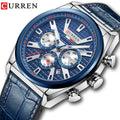 CURREN 8392 Business Casual Quartz Watch for Men Six-Hand Automatic Date Waterproof Leather Strap Alloy Wristwatch