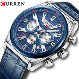CURREN 8392 Business Casual Quartz Watch for Men Six-Hand Automatic Date Waterproof Leather Strap Alloy Wristwatch