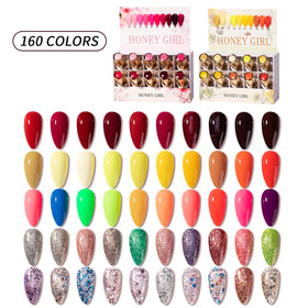 HONEY GIRL Nail Salon Art 160 Color Regular Uv Gel Set Kit Manicure Nail Art Salon Vernis Permanent Uv Gel Disco Nail Polish Set