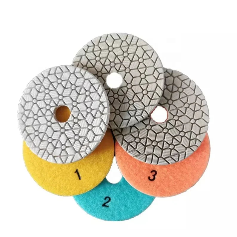 TRUE SHINE 4 Inch Resin Bond Diamond Polishing Pads Grind Discs 3 Step Grit 1-3 Wet/Dry Use for Granite/Marble Polishing OEM