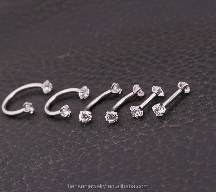 6mm/8mm/10mm Straight Hengsen Stainless Steel Classic Engagement Nose Eyebrow Piercing Jewelry Lip Septum Ring Titanium Plated