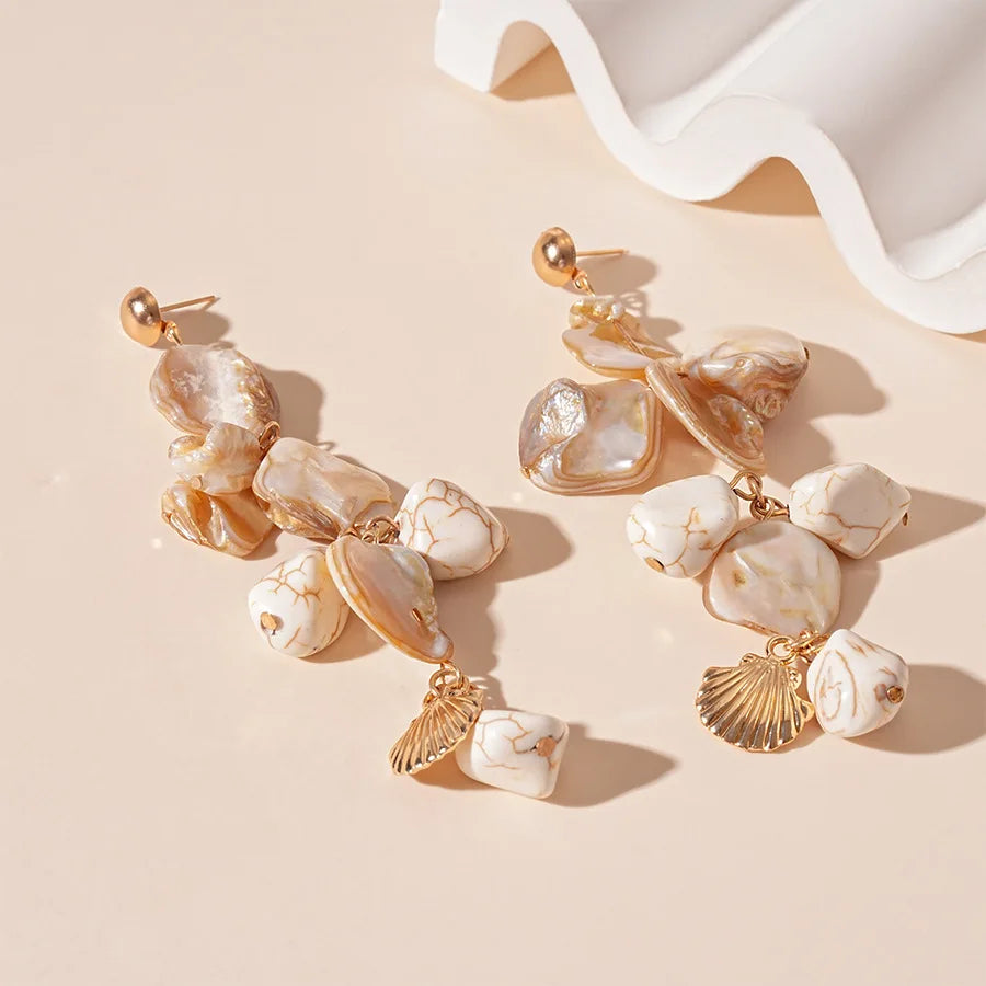 2025 Fashion  Fine Jewelry New Summer Vacation Female Beach Starfish Shell Chip Conch Earring for Women