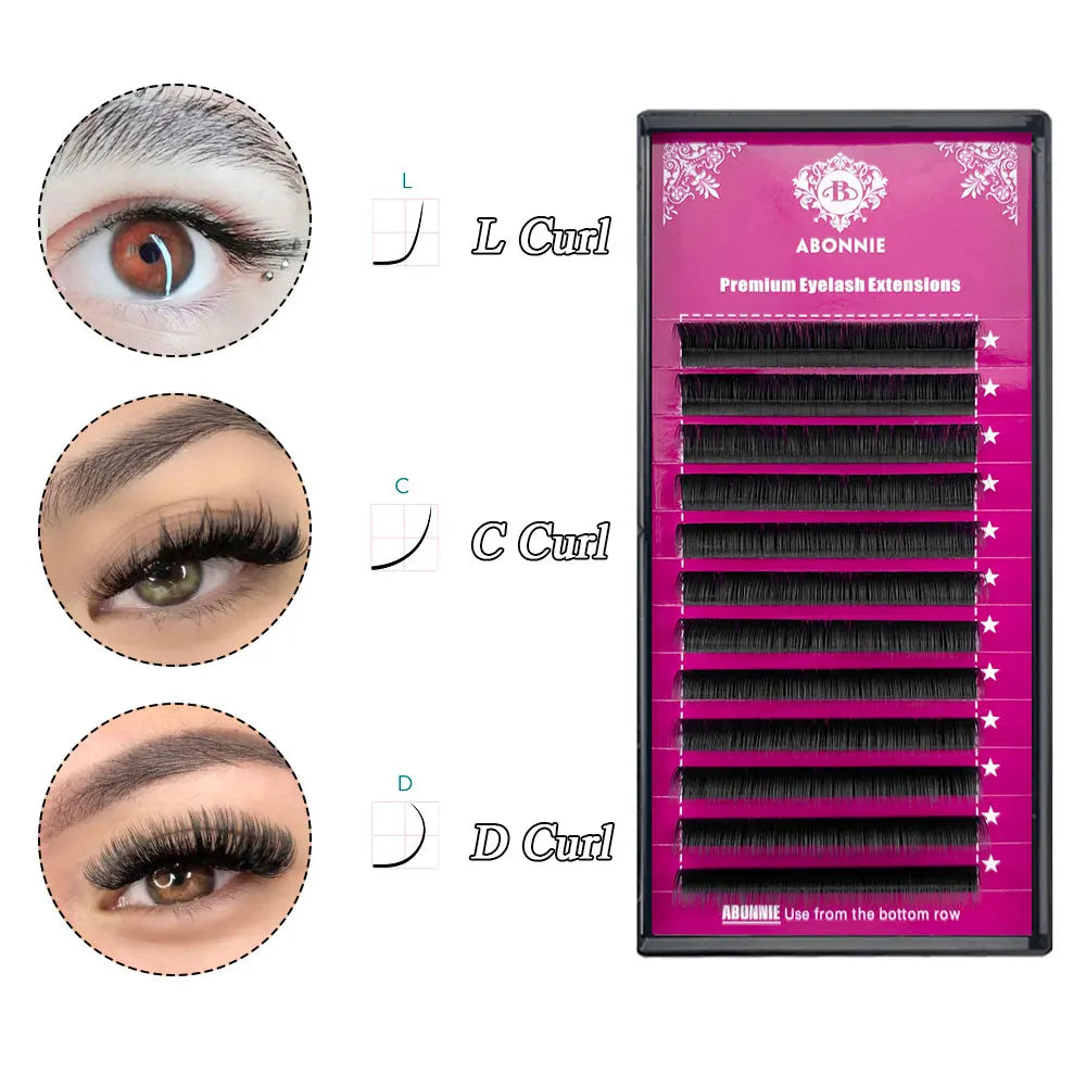 Abonnie Custom Matte Black Soft 0.03 0.05 0.07 Volume Lash Trays Individual Eyelash Extension Supplies Cashmere Lash Extension
