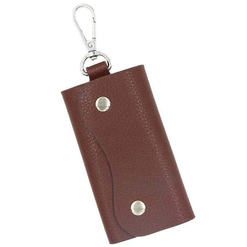 Bogia Casual Men Women Key Organizer Holder Pouch Key Holder 6 Hooks PU Leather Key Case Wallet