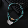 TongLing European Exaggerated Metal Geometric Charm Necklace Female Colorful Sponge Rope Necklace for Daily Life