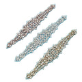 29*6cm Iron-on Luxury Crystal Rhinestone Applique Gold Silver Bottom Wedding Dress Waist Band Textile Handmade Bridal Lace Patch
