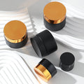 Eco Cosmetic Packing Containers Beauty 100ml 3oz Black Glass Jar Frosted Glass Cream Jar With Lid