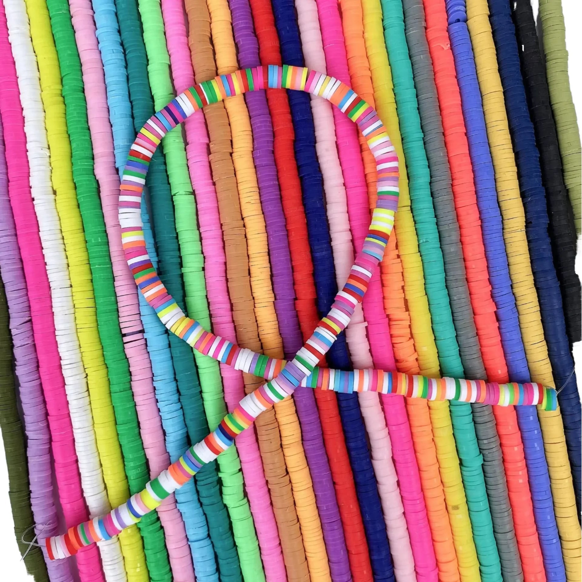 2026 New 6mm Flat Circular Polymer Clay Beads DIY Handmade Bracelet Bulk Beads Wholesale