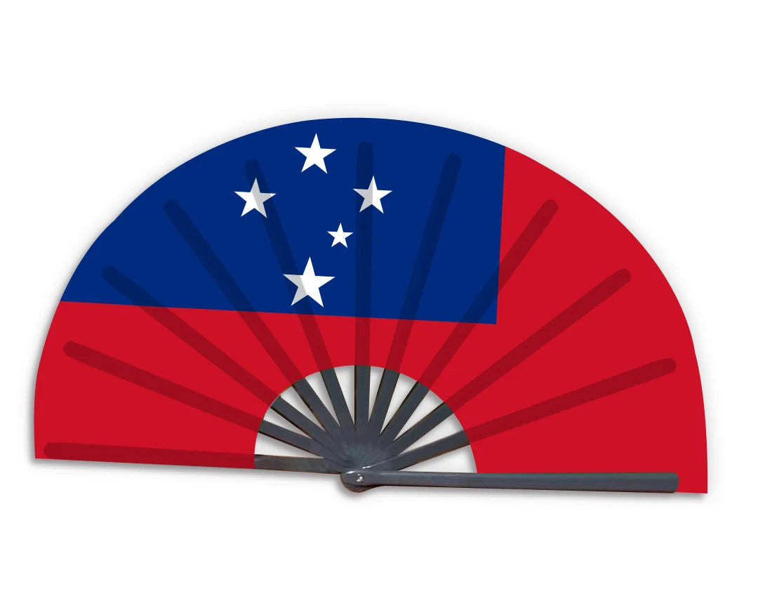 New Product Customized National Country Flag Samoa Folding Bamboo Hand Held Fan