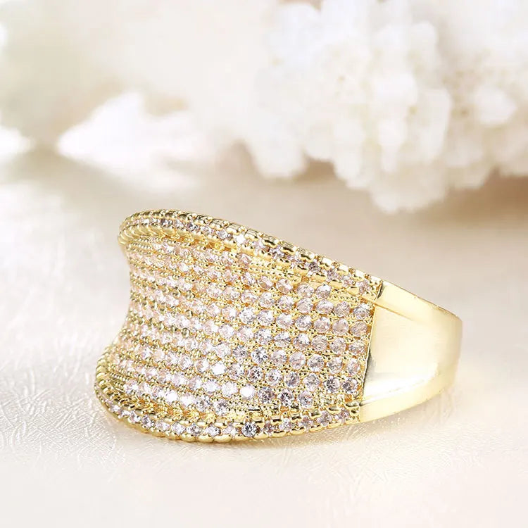 Hot Selling 2019 square Fashion Wedding Engagement 18k Simple Gold Plated Jewelry Ring