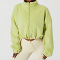 Custom logo Outdoor Cashmere Sports Jacket for Women Autumn Standing Collar Loose Sweater Women's Casual Crop Sweater