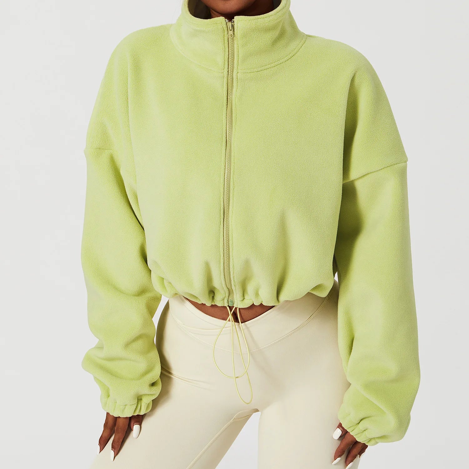 Custom logo Outdoor Cashmere Sports Jacket for Women Autumn Standing Collar Loose Sweater Women's Casual Crop Sweater