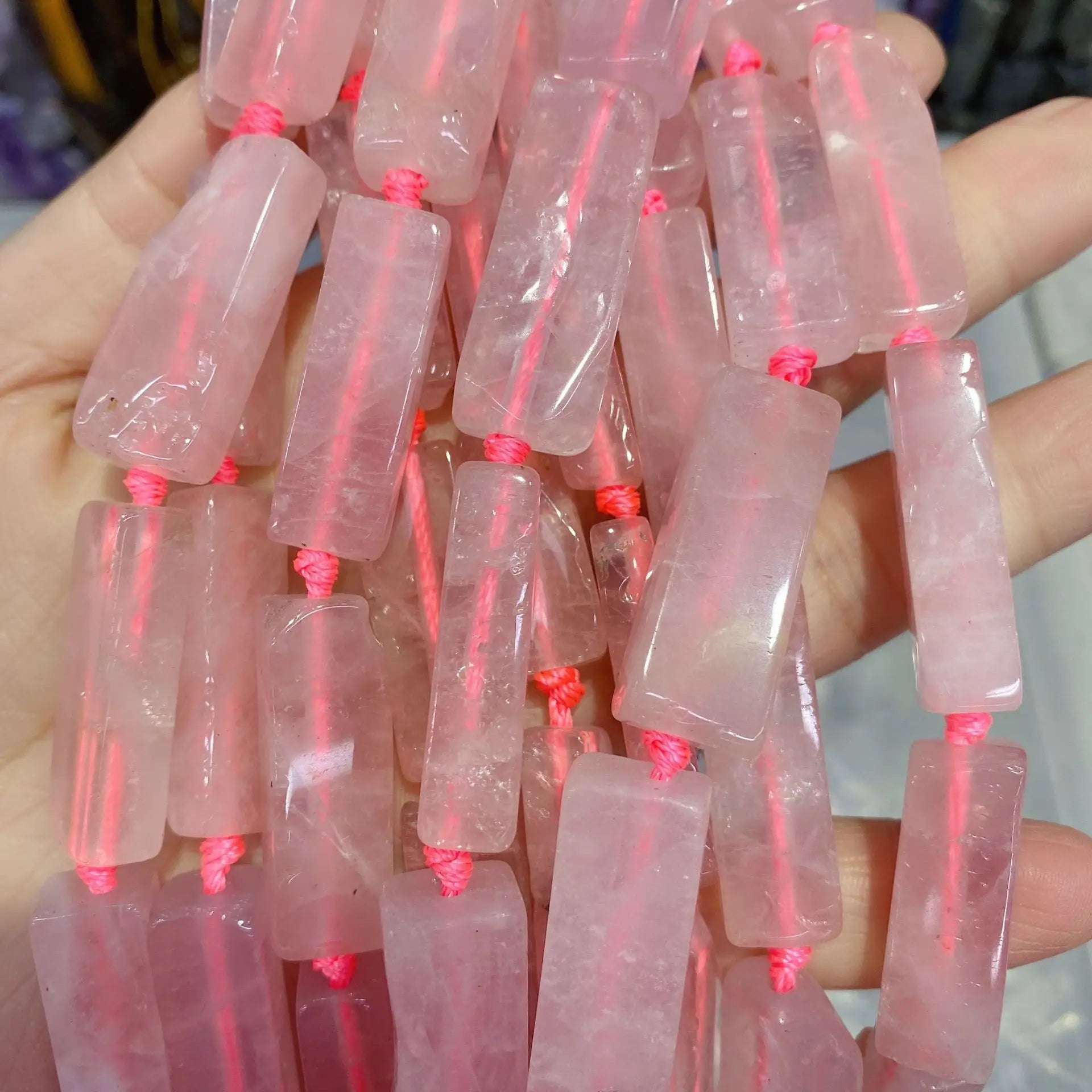 10*28mm Natural Rose Quartz Tiger Eye Gemstone Loose Beads Tube Energy Stone Healing Power Beads for Jewelry Making