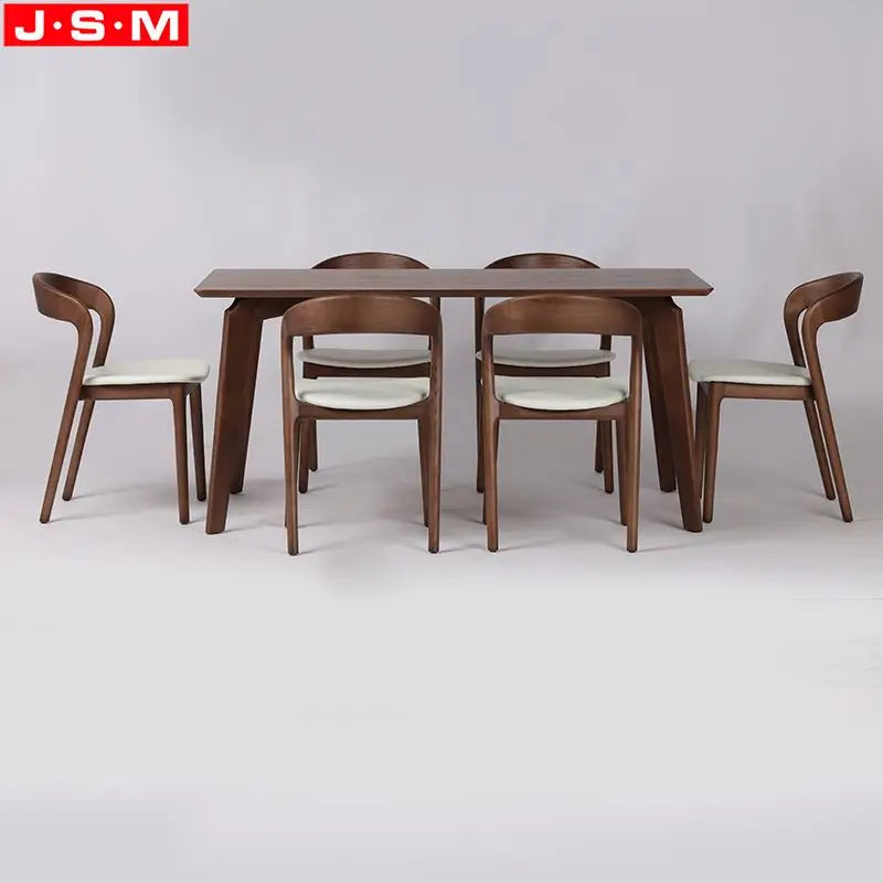 Modern Nordic Luxurious Fashion Top Extension Kitchen Sitting Room Wooden 6 Seater Dining Table Set with 6 Chairs