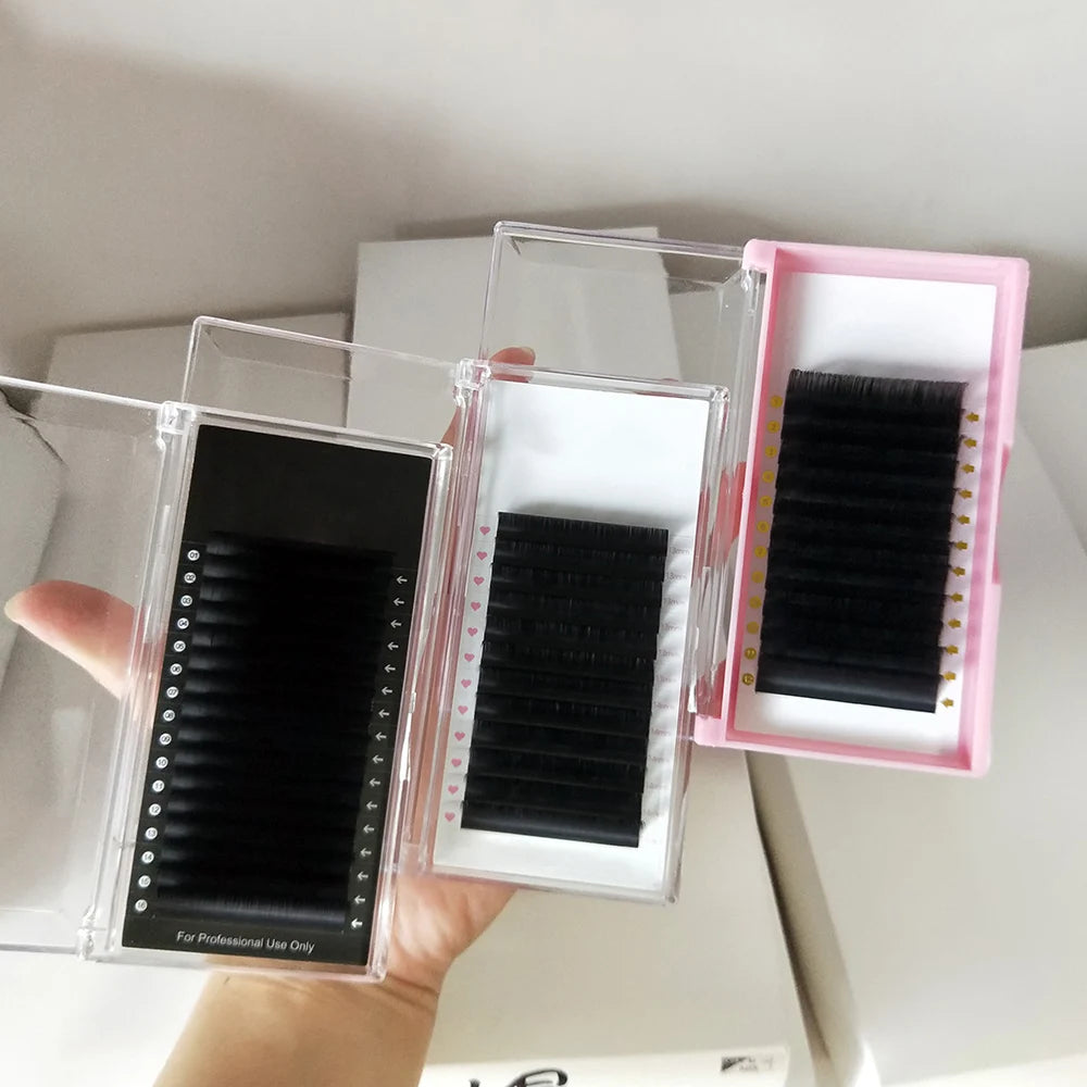 Korean PBT Custom Private Label Faux Mink Individual Lashes Supplies Vegan Matte Black Volume Hand Made Eyelash Extensions