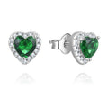 925 Sterling Silver Heart-Shaped Earrings Brilliant Green Faux Diamond Halo Gold Plated Post for Engagement Wedding Party Gift
