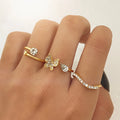 VKME New Fashion Three Piece Butterfly Rhinestone Ring Set for Women Jewelry