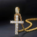 Stainless Steel Rope Chains Brass Pendant Tennis Cubic Zirconia Cross Necklaces