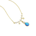 925 Sterling Silver Water Drop 18K Gold Topaz Pearl Diamond Simple Forest Opal Charm Gold Number Pattern Wedding Gifts