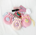 2023 New Korean Style DIY Handmade Woolen Knitted Flower Pulling Storage Bag Small Lipstick Earphone Holder Gift