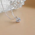 M0028 Simple Solid S925 Sterling Silver Zirconia Pendant Necklace Engagement Wedding Jewelry for Women Birthday Gift