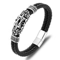 Men's Fashion Charm Bracelet Stainless Steel Leather Braided Wristband Hot Item for Foreign Trade Cowhide Rope Design