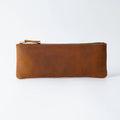 Genuine Leather Zipper Minimalist Small Pen Case Cowhide Pen Box Personalized Handmade Creative Retro Stationery Storage Bag