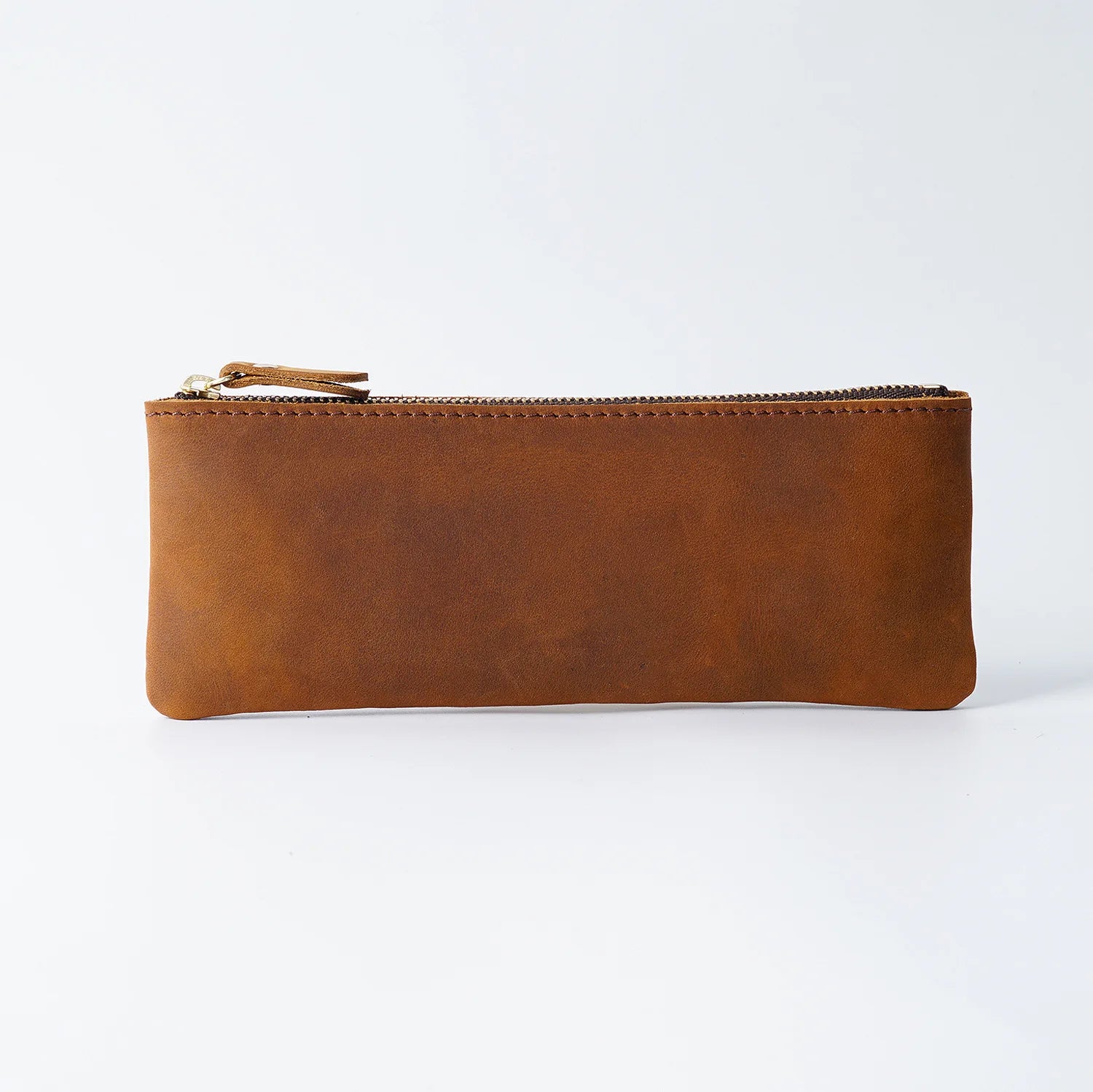 Genuine Leather Zipper Minimalist Small Pen Case Cowhide Pen Box Personalized Handmade Creative Retro Stationery Storage Bag