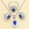 925 Sterling Silver Fashion Jewelry Set for Women Zircon Rings Pendant Necklace Earring Gift for Wedding Anniversary Engagement