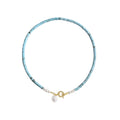 4mm Choker Sleeping Beauty Turquoise With White Freshwater Pearl 925 Sterling Silver Fine Jewelry
