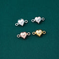 New S925 Silver Solid Heart Charms for DIY Bracelet Connectors Jewelry Sterling Silver Findings