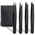 Tweezers Set 4piece Private Label Eyebrow Tweezers Set with Pouch Custom Eyebrow Grooming Kit for Female  Eyebrow Tweezers